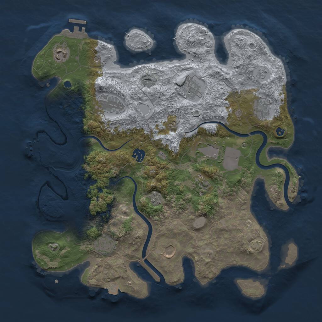 Rust Map: Procedural Map, Size: 3750, Seed: 46556, 16 Monuments