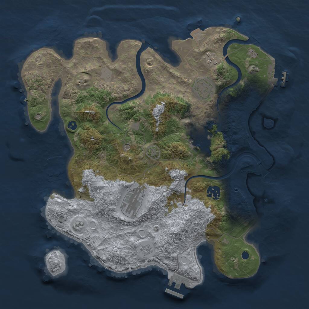 Rust Map: Procedural Map, Size: 3313, Seed: 6738, 11 Monuments