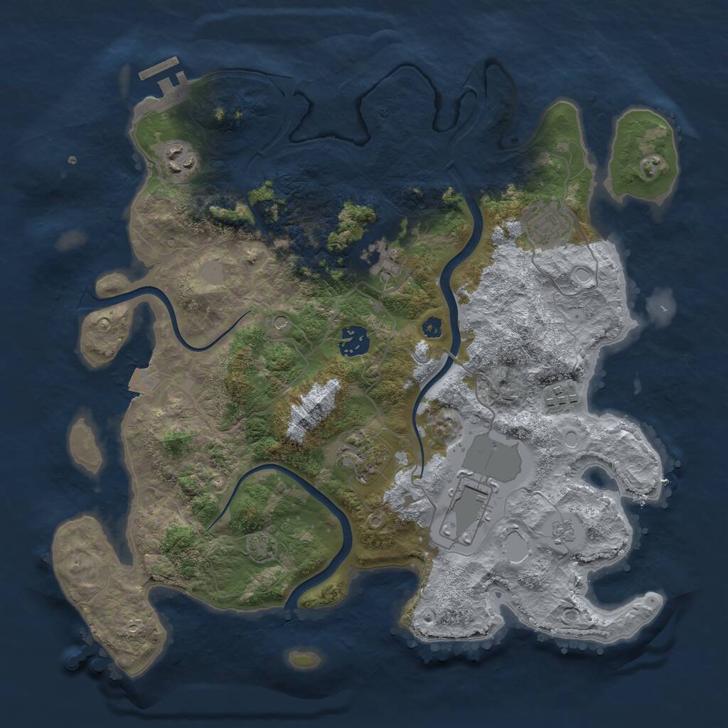 Rust Map: Procedural Map, Size: 3500, Seed: 30116, 12 Monuments