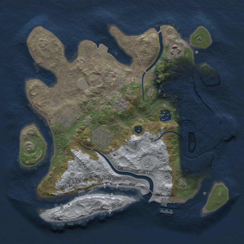 Rust Map: Procedural Map, Size: 3000, Seed: 637985, 11 Monuments