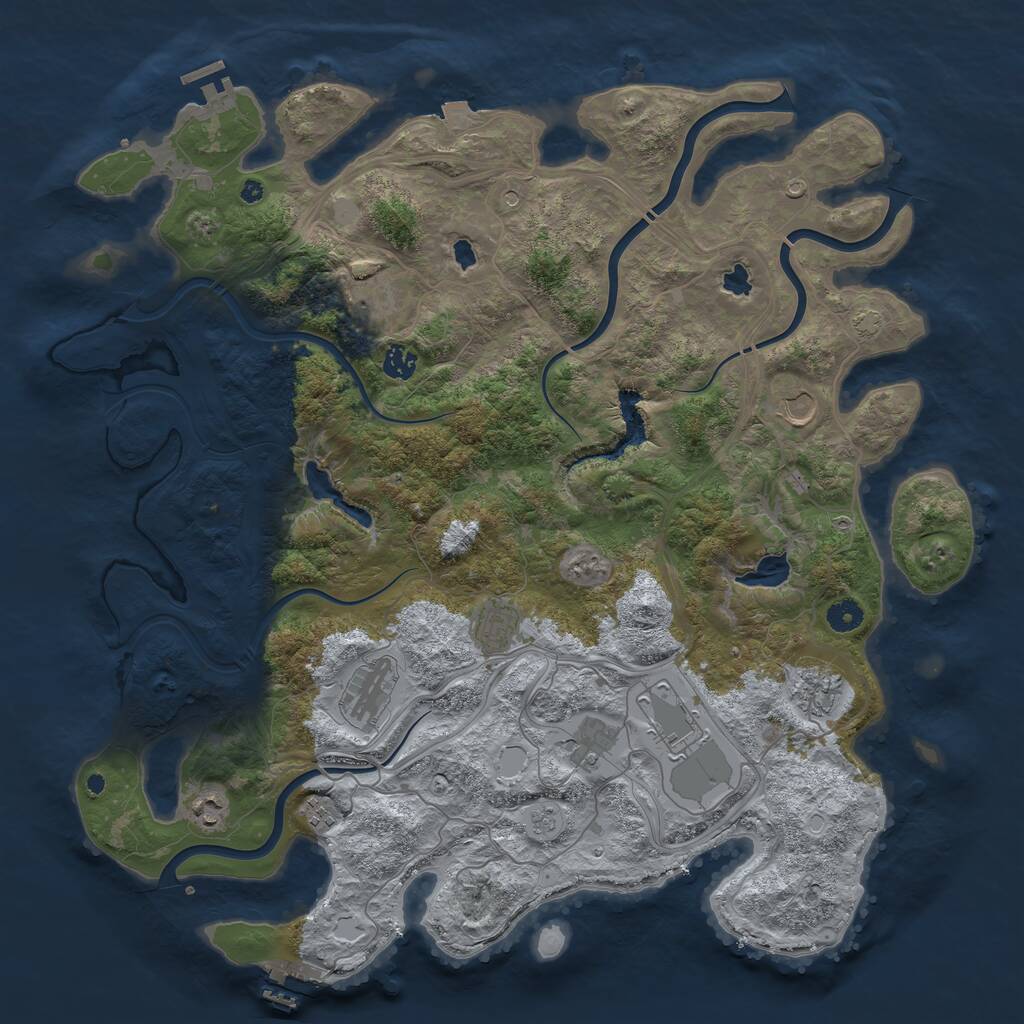 Rust Map: Procedural Map, Size: 4500, Seed: 675860316, 16 Monuments
