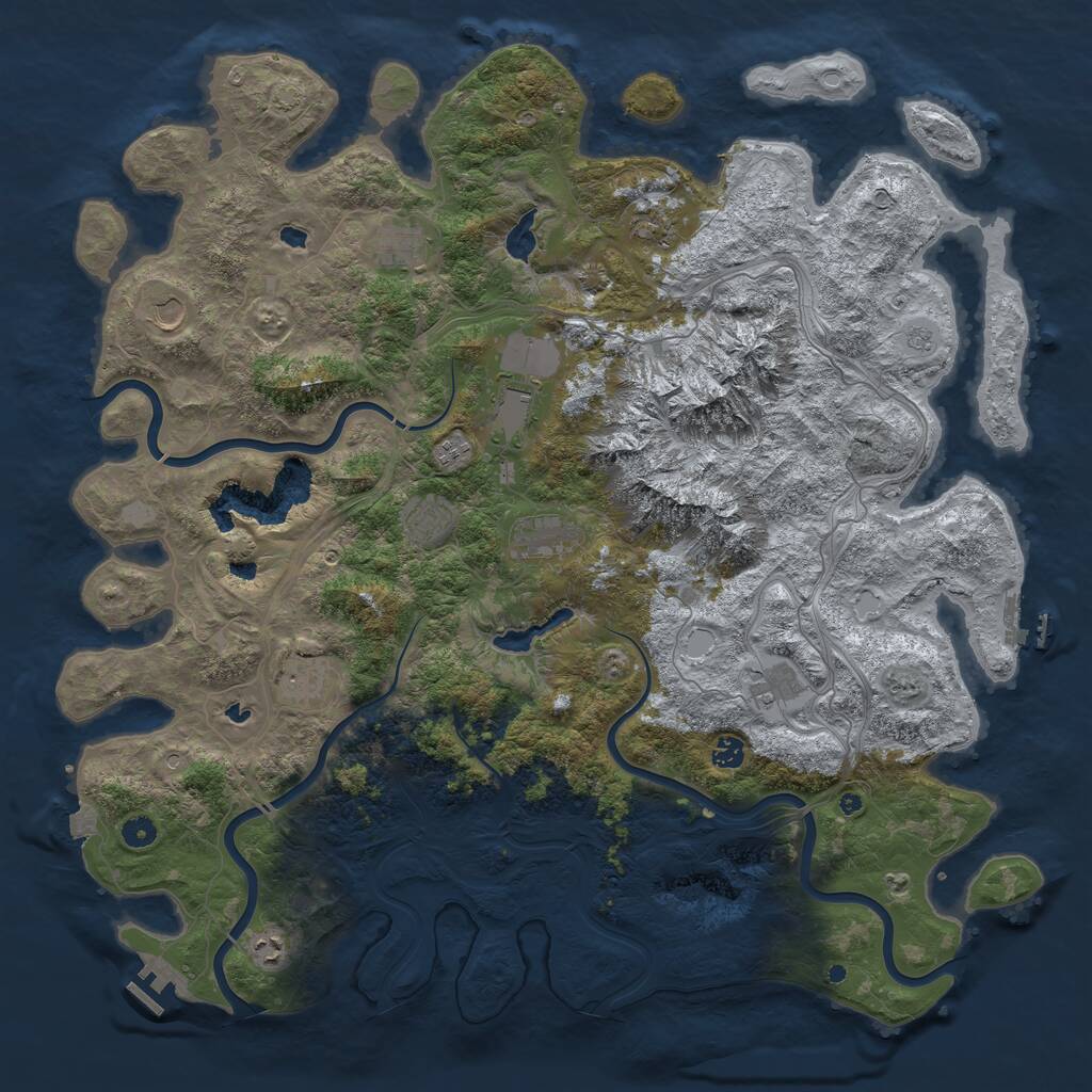 Rust Map: Procedural Map, Size: 5000, Seed: 28765, 17 Monuments