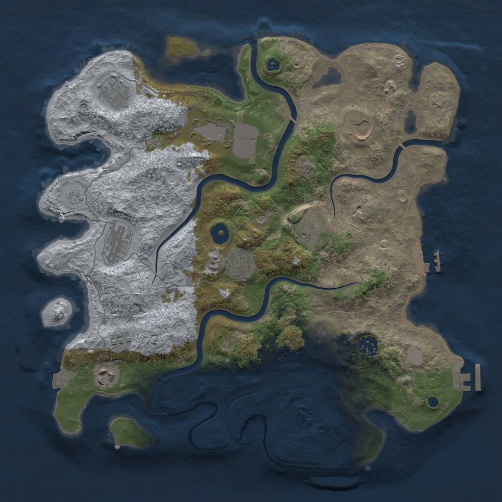 Rust Map: Procedural Map, Size: 3850, Seed: 354842266, 16 Monuments