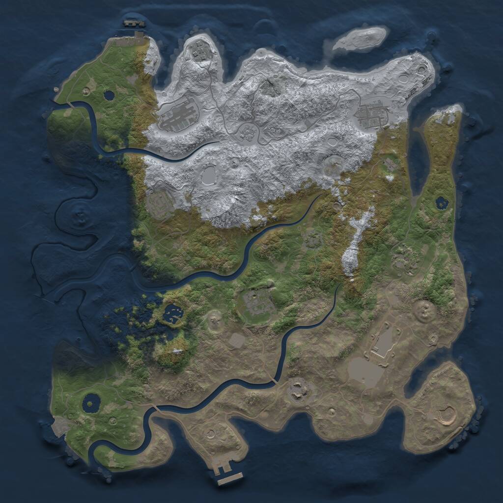 Rust Map: Procedural Map, Size: 3925, Seed: 1978155051, 16 Monuments