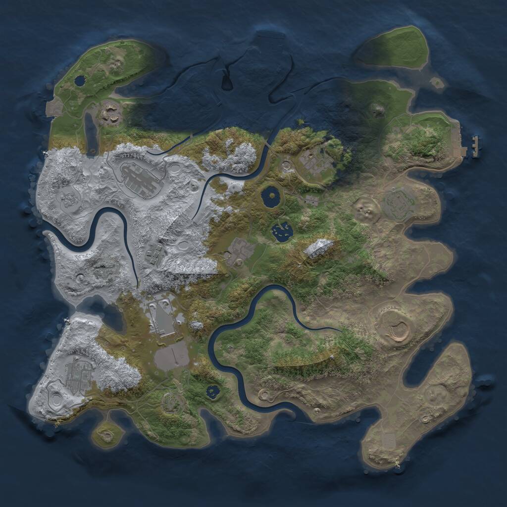 Rust Map: Procedural Map, Size: 3800, Seed: 644683750, 16 Monuments