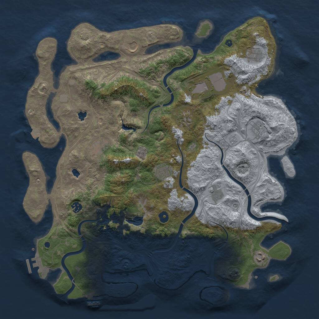 Rust Map: Procedural Map, Size: 4500, Seed: 1108324389, 17 Monuments