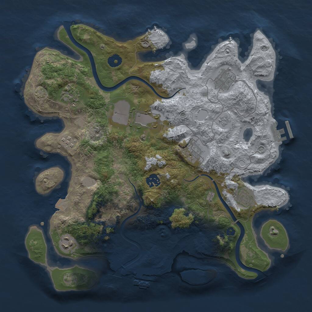 Rust Map: Procedural Map, Size: 3500, Seed: 733482513, 14 Monuments