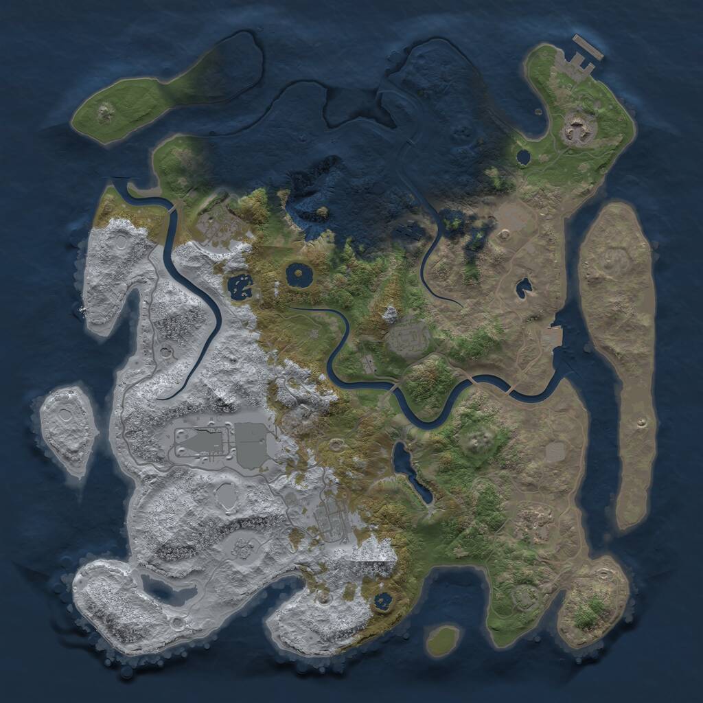Rust Map: Procedural Map, Size: 4000, Seed: 2023249440, 14 Monuments