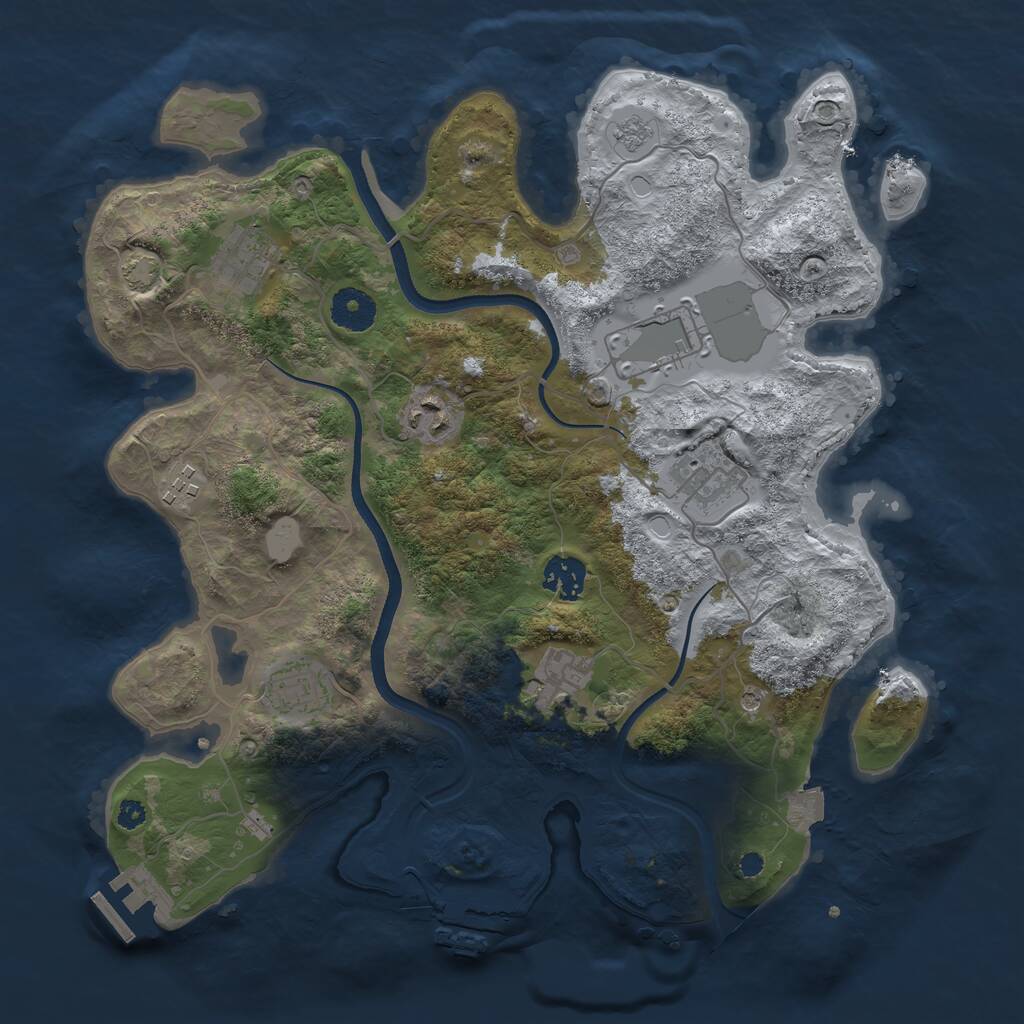 Rust Map: Procedural Map, Size: 3500, Seed: 1124654882, 14 Monuments