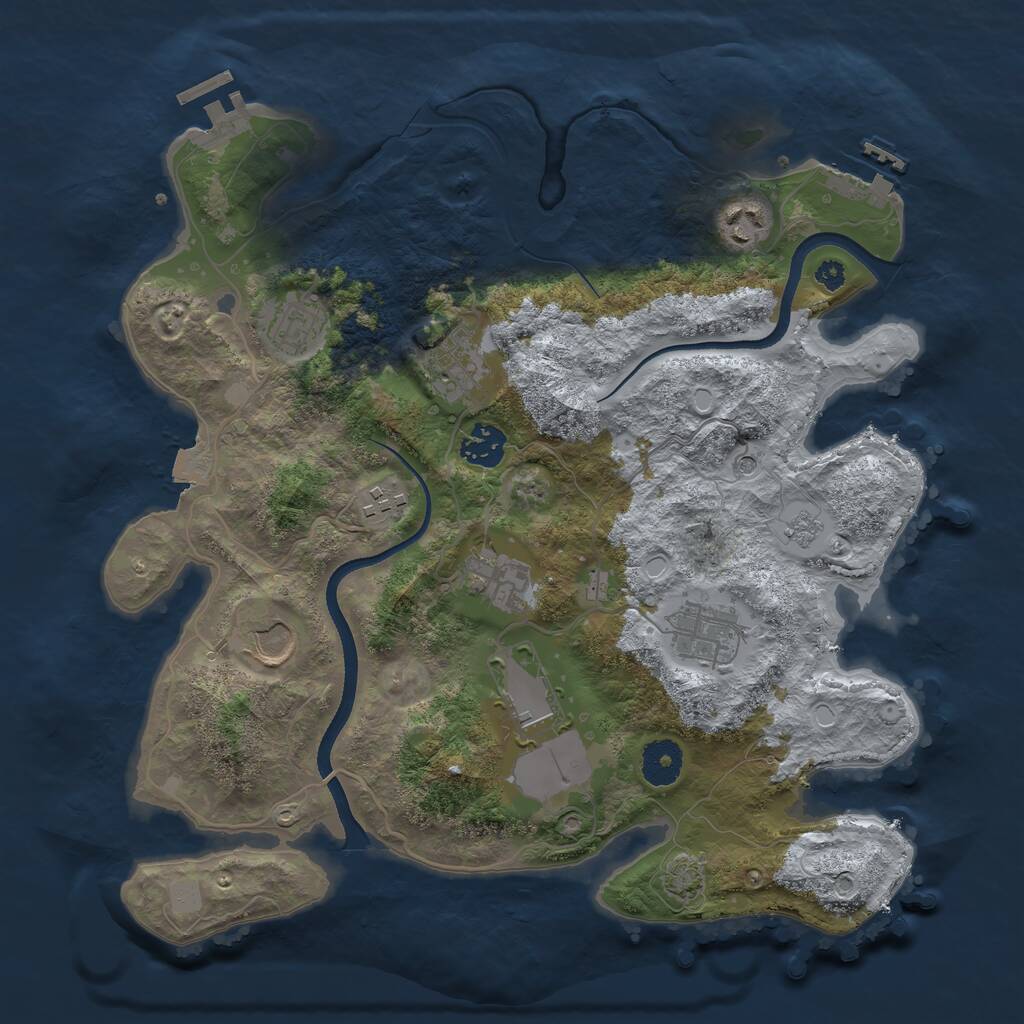 Rust Map: Procedural Map, Size: 3500, Seed: 1918766153, 15 Monuments