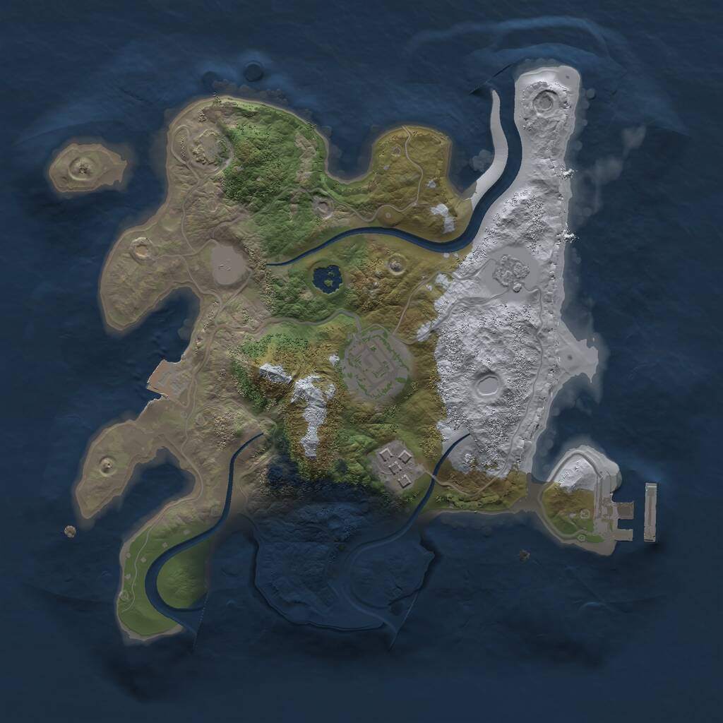 Rust Map: Procedural Map, Size: 2500, Seed: 445437894, 6 Monuments