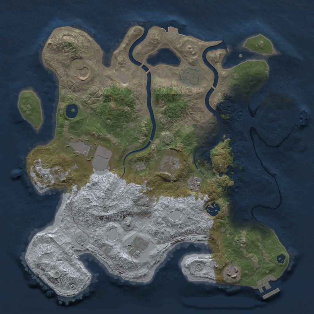 Rust Map: Procedural Map, Size: 3515, Seed: 2147483647, 14 Monuments