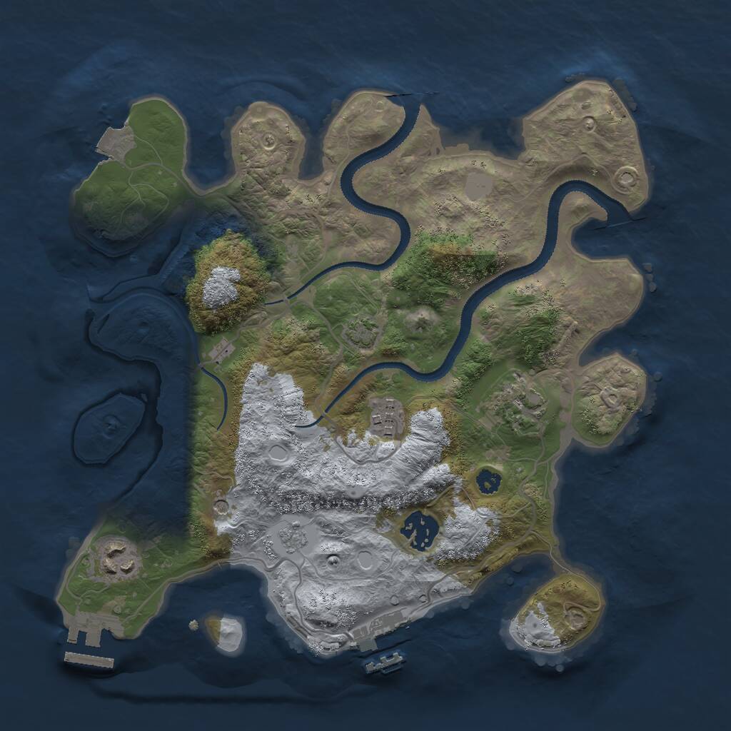 Rust Map: Procedural Map, Size: 3000, Seed: 2032362410, 10 Monuments