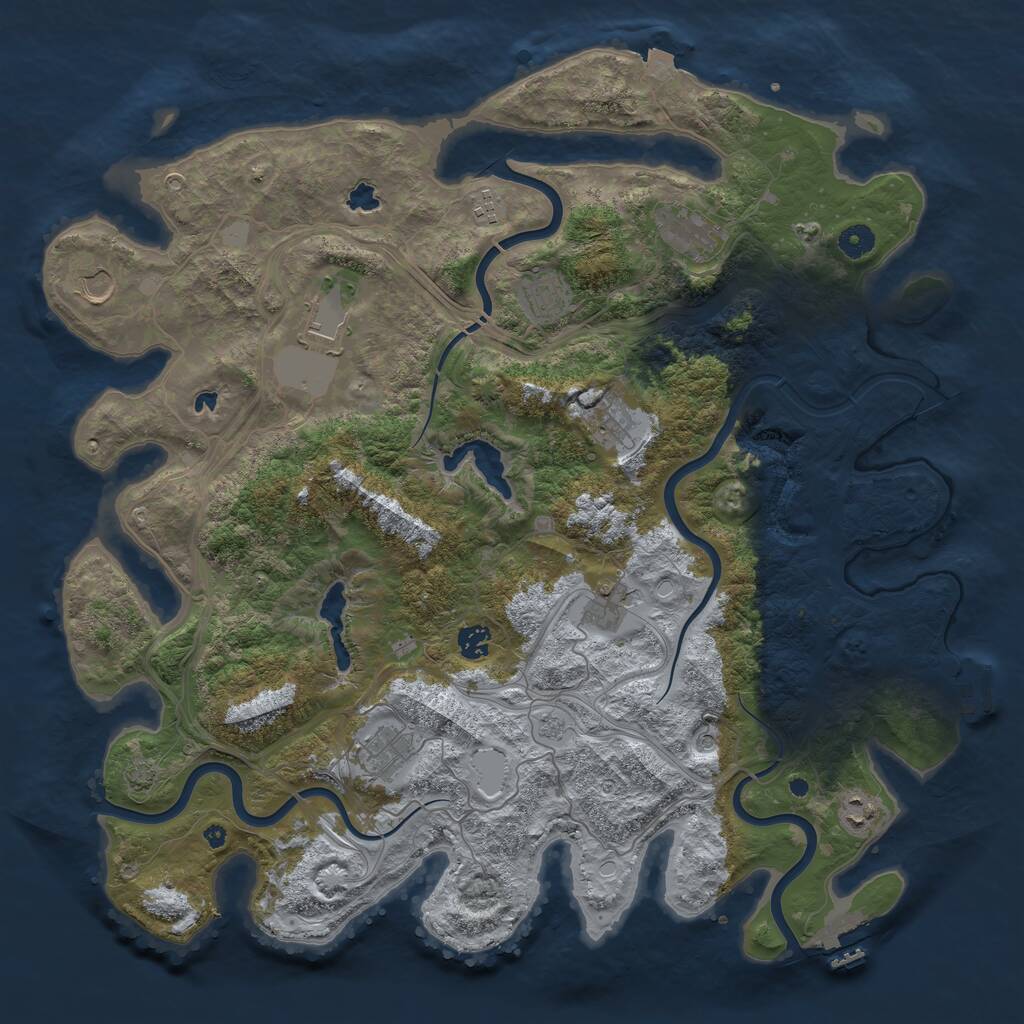 Rust Map: Procedural Map, Size: 4500, Seed: 700988653, 16 Monuments
