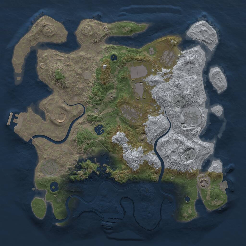 Rust Map: Procedural Map, Size: 3800, Seed: 1443156256, 16 Monuments