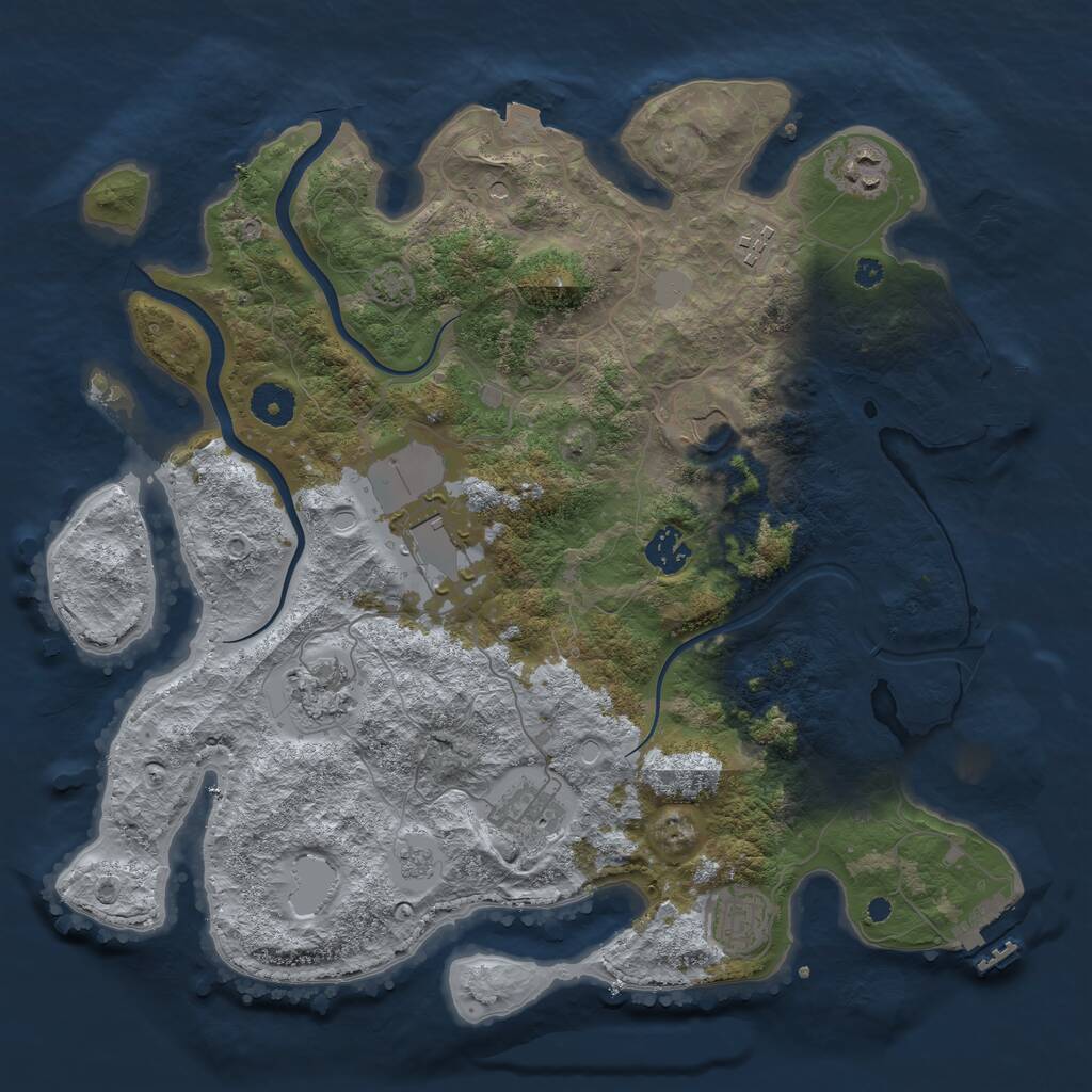 Rust Map: Procedural Map, Size: 3750, Seed: 310932709, 14 Monuments