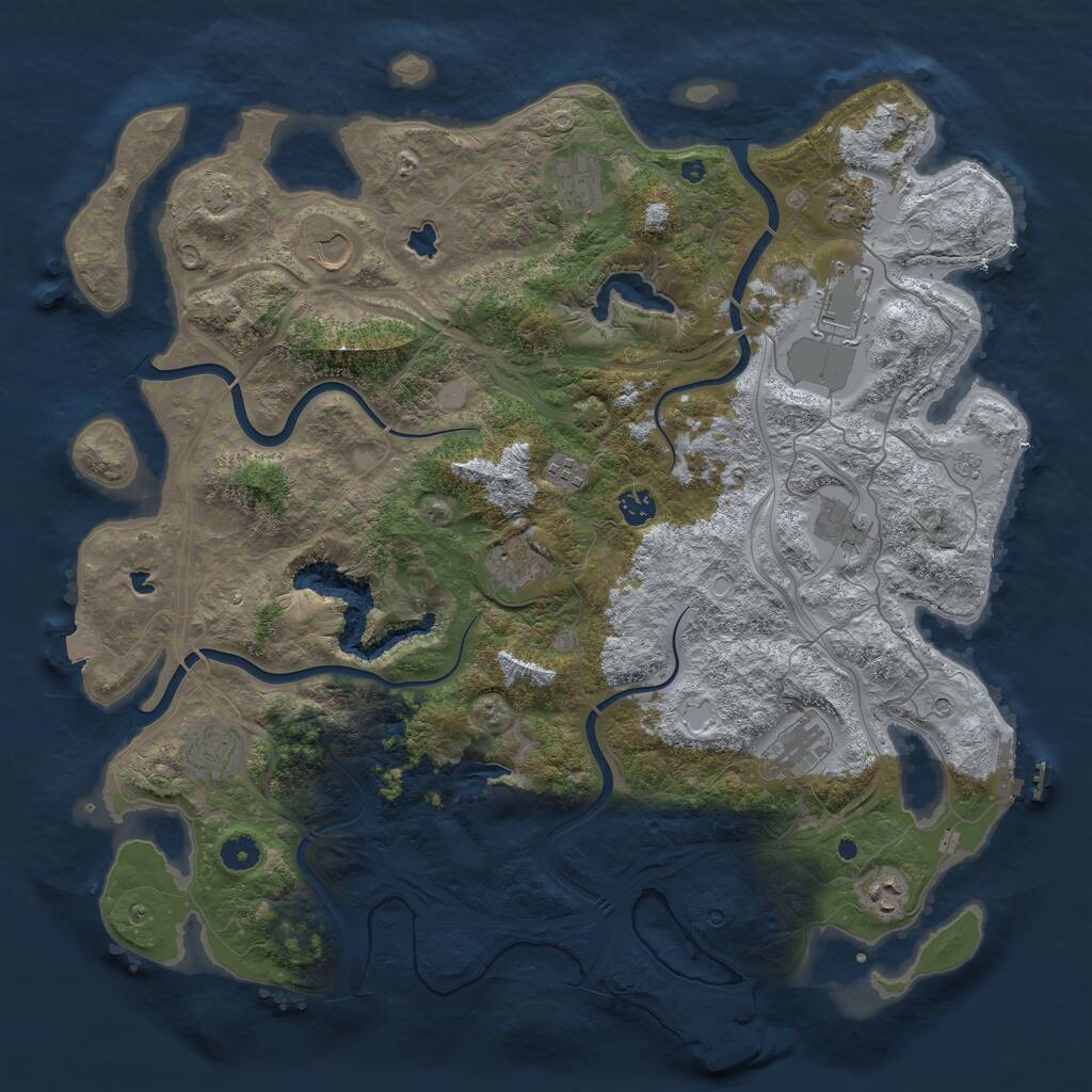 Rust Map: Procedural Map, Size: 4500, Seed: 548805037, 17 Monuments