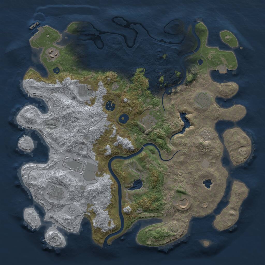 Rust Map: Procedural Map, Size: 4000, Seed: 1043978749, 14 Monuments
