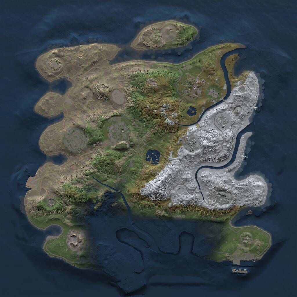 Rust Map: Procedural Map, Size: 3000, Seed: 1142574002, 12 Monuments