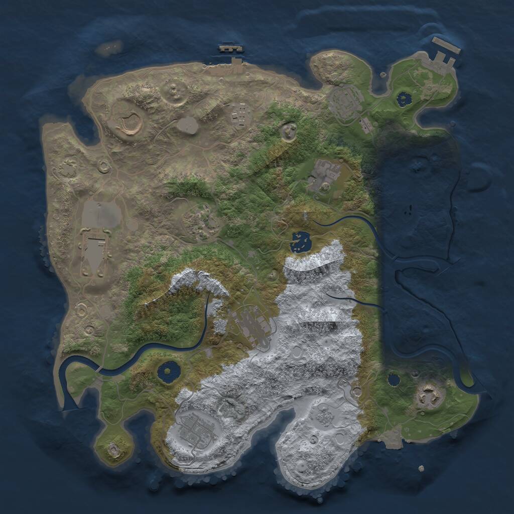 Rust Map: Procedural Map, Size: 3500, Seed: 2099416778, 16 Monuments