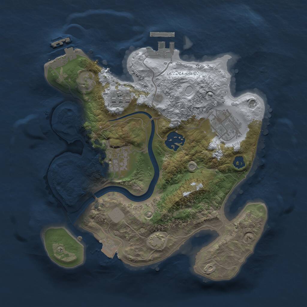 Rust Map: Procedural Map, Size: 2500, Seed: 84391, 8 Monuments