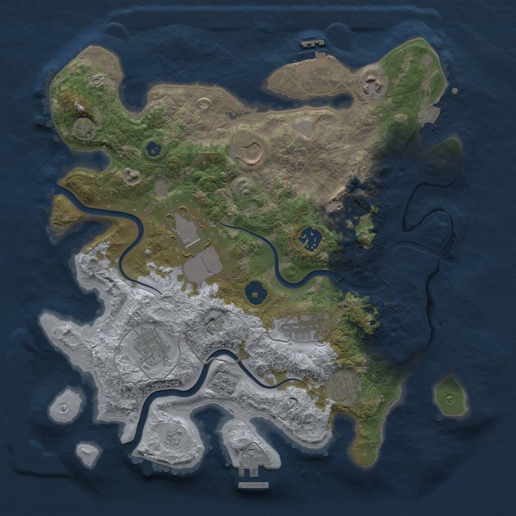 Rust Map: Procedural Map, Size: 3500, Seed: 387692806, 15 Monuments