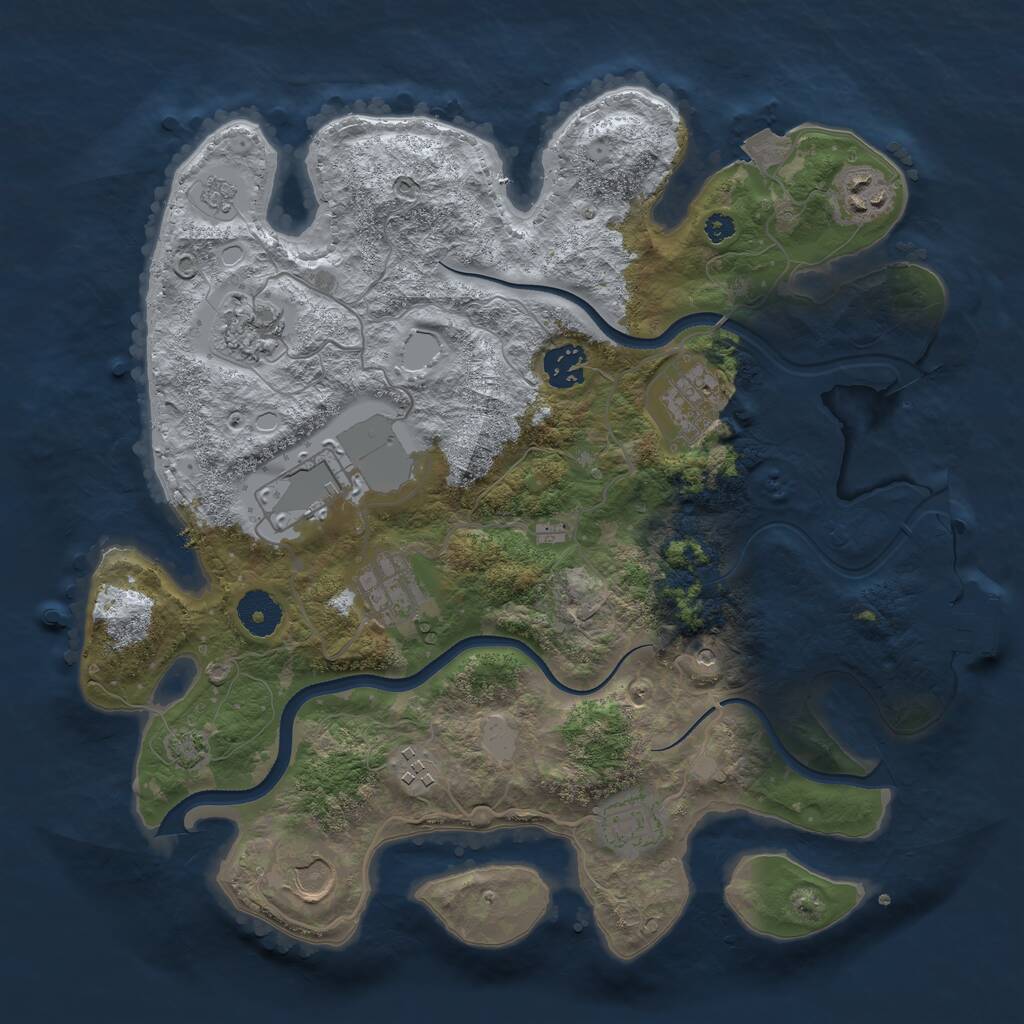 Rust Map: Procedural Map, Size: 3500, Seed: 1437553651, 14 Monuments