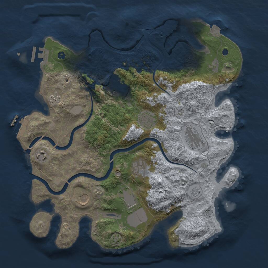 Rust Map: Procedural Map, Size: 3500, Seed: 1541635715, 14 Monuments