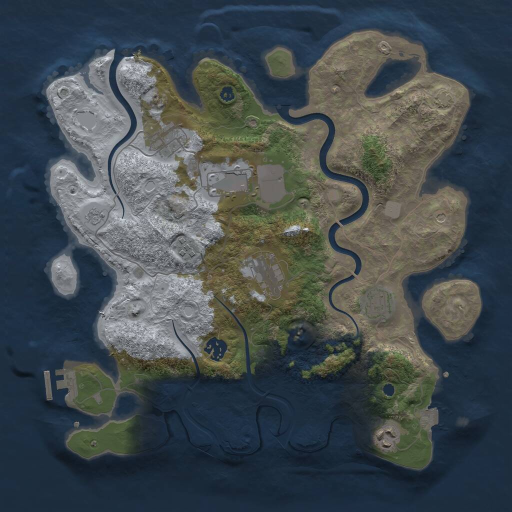 Rust Map: Procedural Map, Size: 3500, Seed: 1211897055, 12 Monuments