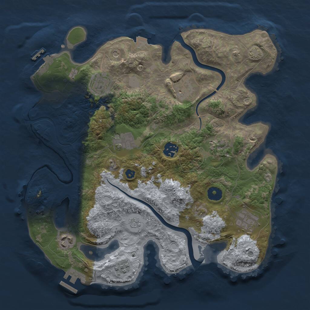 Rust Map: Procedural Map, Size: 3250, Seed: 1120611502, 14 Monuments