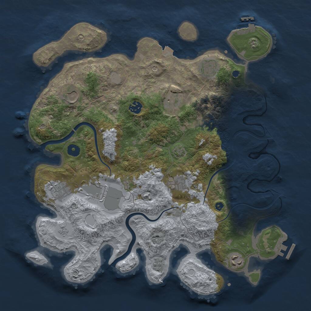 Rust Map: Procedural Map, Size: 3750, Seed: 30689025, 15 Monuments