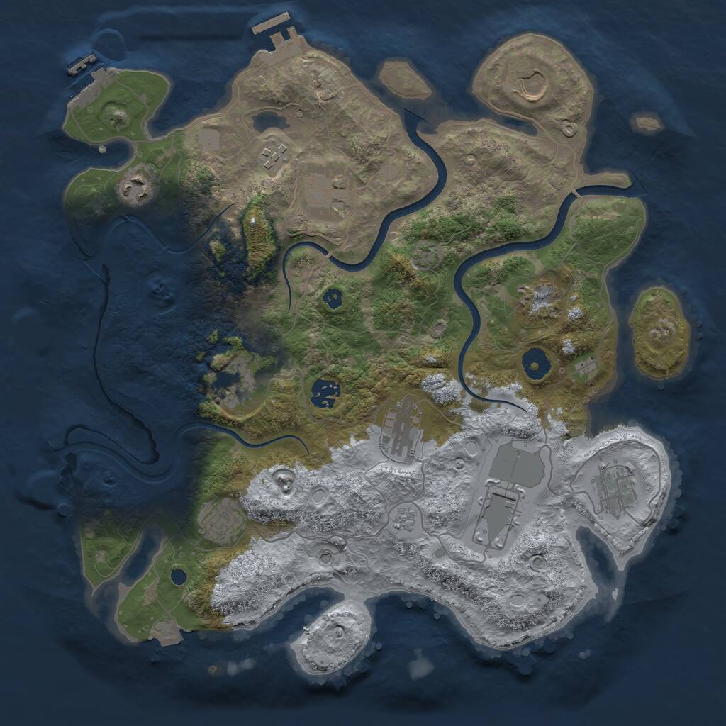 Rust Map: Procedural Map, Size: 3700, Seed: 5724575, 17 Monuments