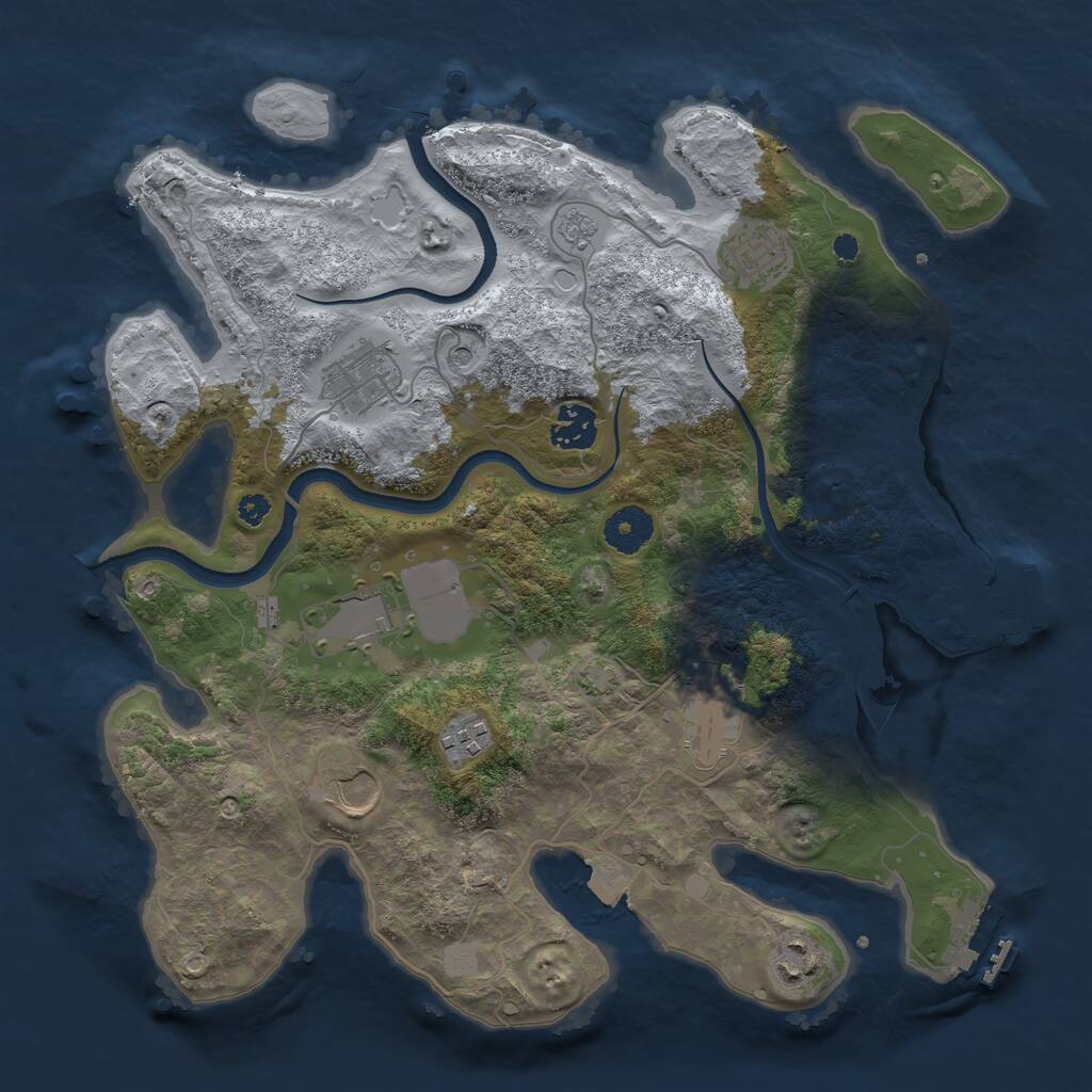 Rust Map: Procedural Map, Size: 3500, Seed: 2115069293, 14 Monuments