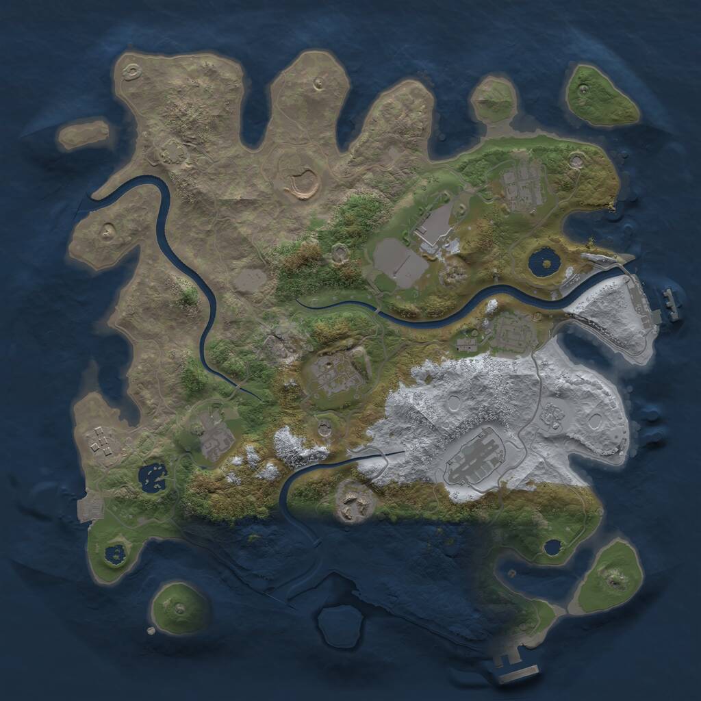 Rust Map: Procedural Map, Size: 3500, Seed: 880713615, 16 Monuments