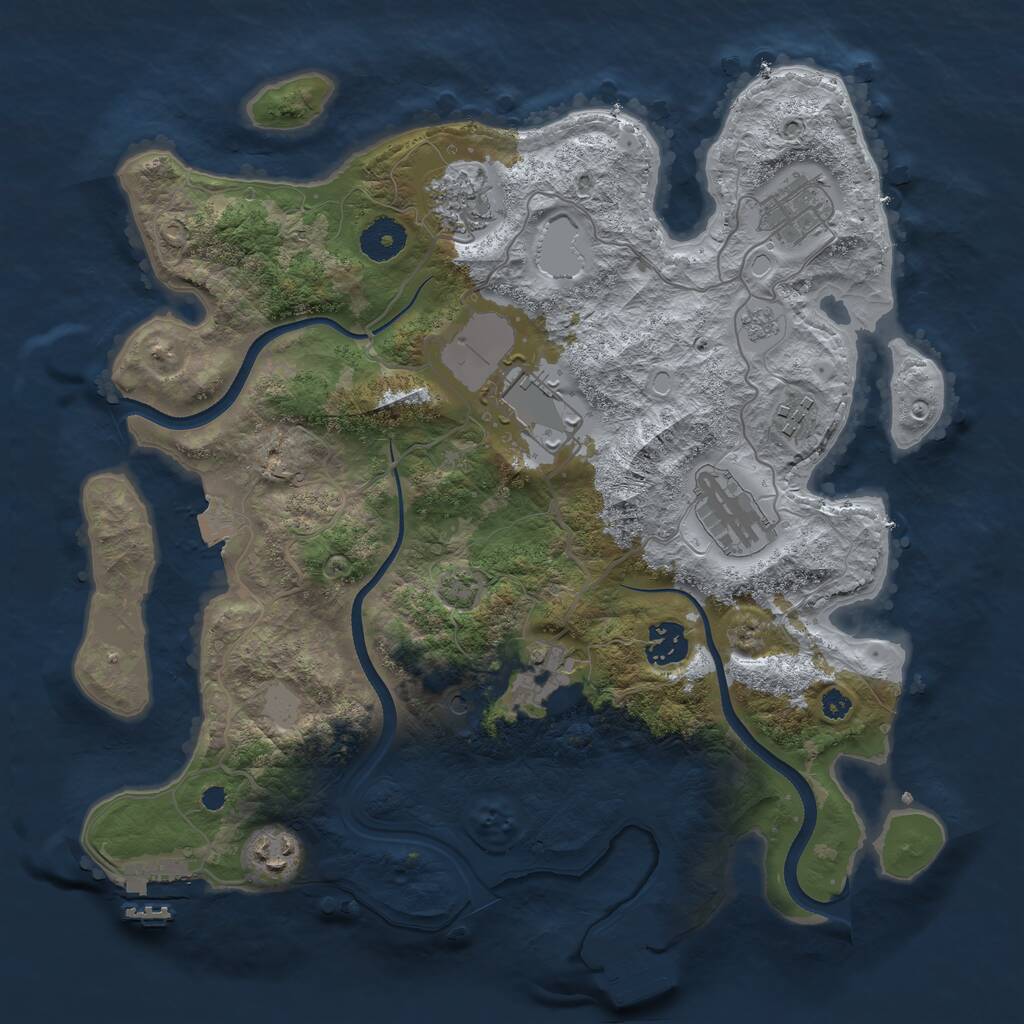 Rust Map: Procedural Map, Size: 3500, Seed: 5274747, 14 Monuments