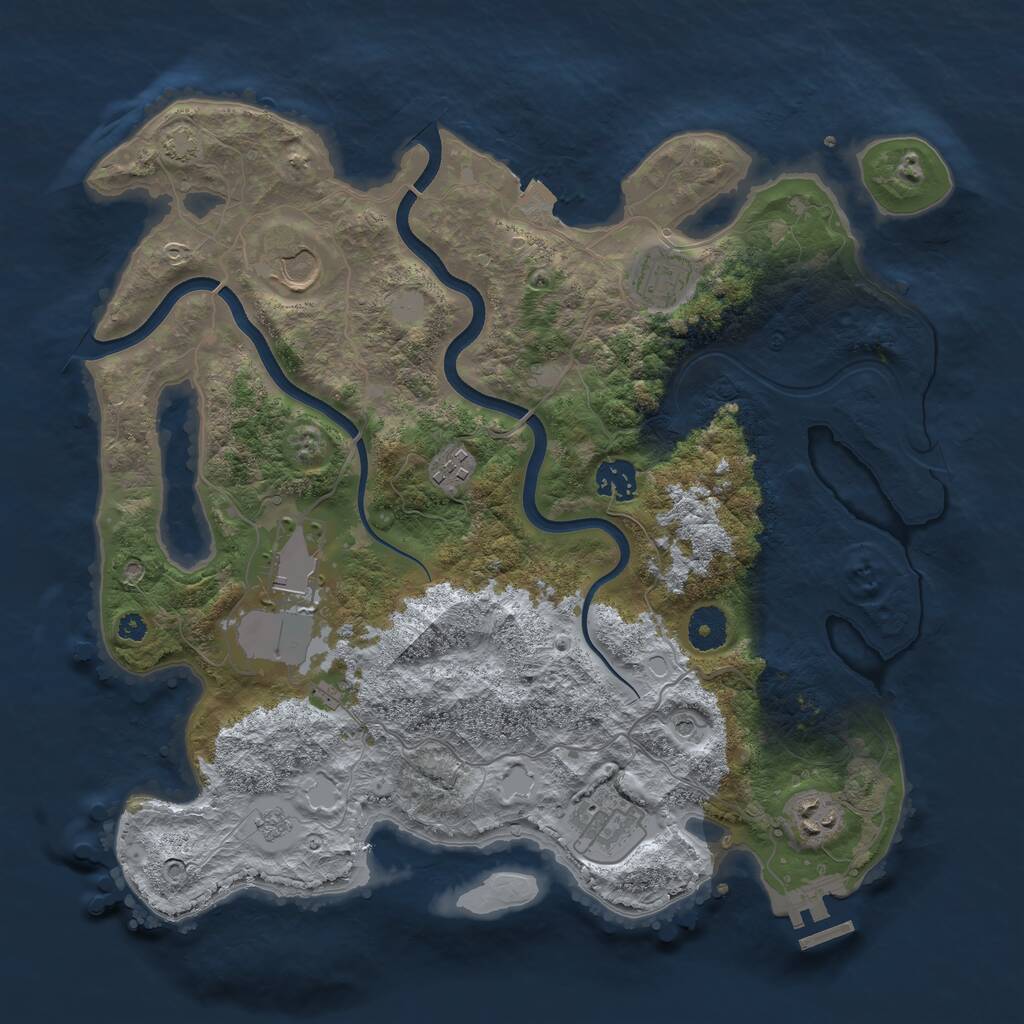 Rust Map: Procedural Map, Size: 3650, Seed: 41060891, 12 Monuments