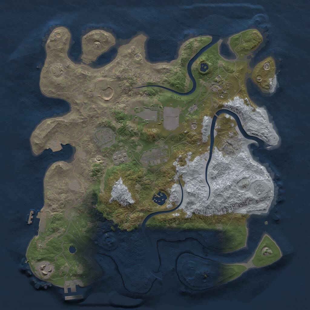 Rust Map: Procedural Map, Size: 3500, Seed: 437678256, 14 Monuments