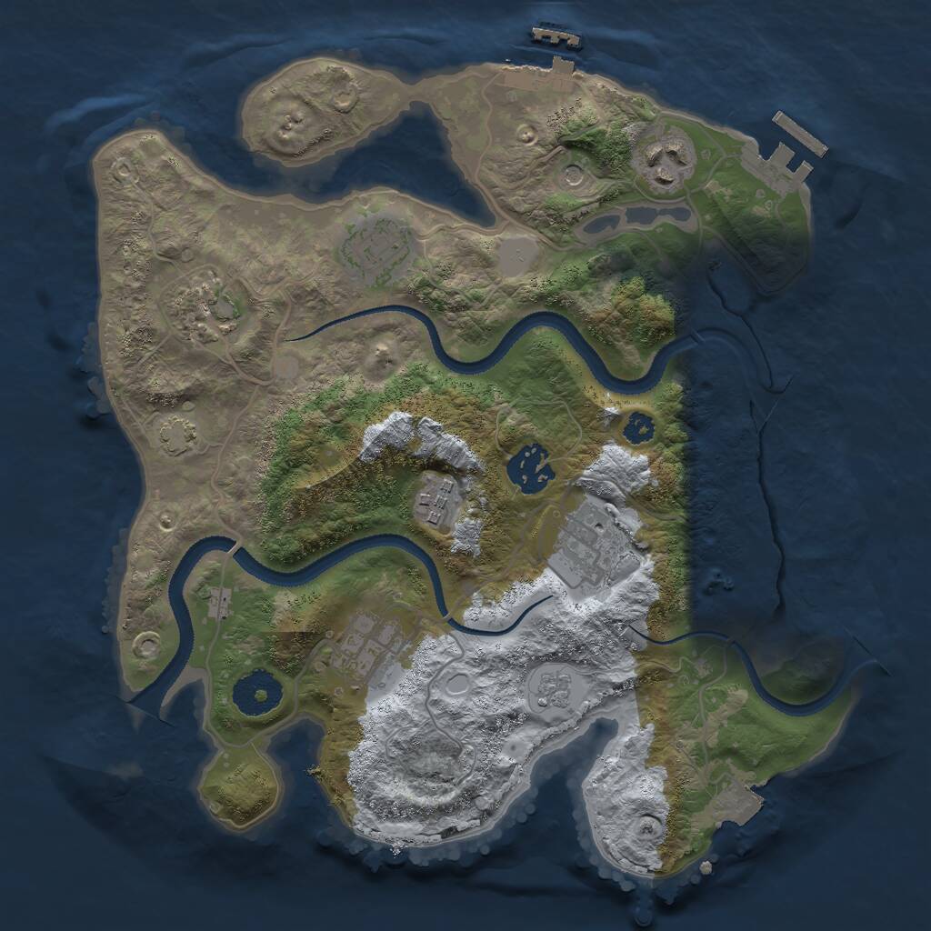 Rust Map: Procedural Map, Size: 3000, Seed: 2099416778, 13 Monuments
