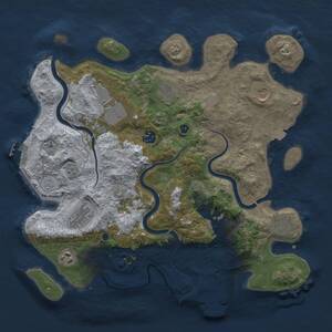 Thumbnail Rust Map: Procedural Map, Size: 3750, Seed: 1680035213, 15 Monuments