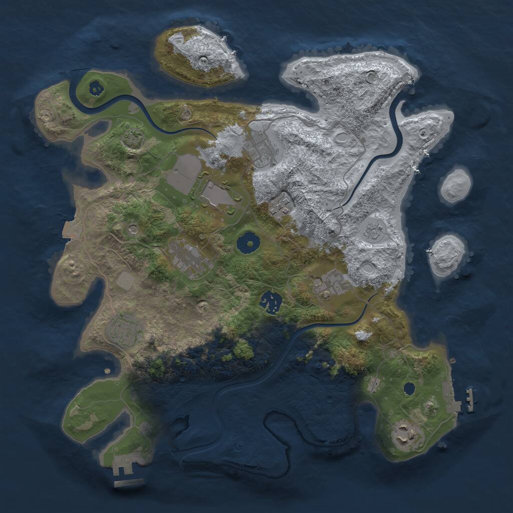 Rust Map: Procedural Map, Size: 3500, Seed: 2120425161, 14 Monuments