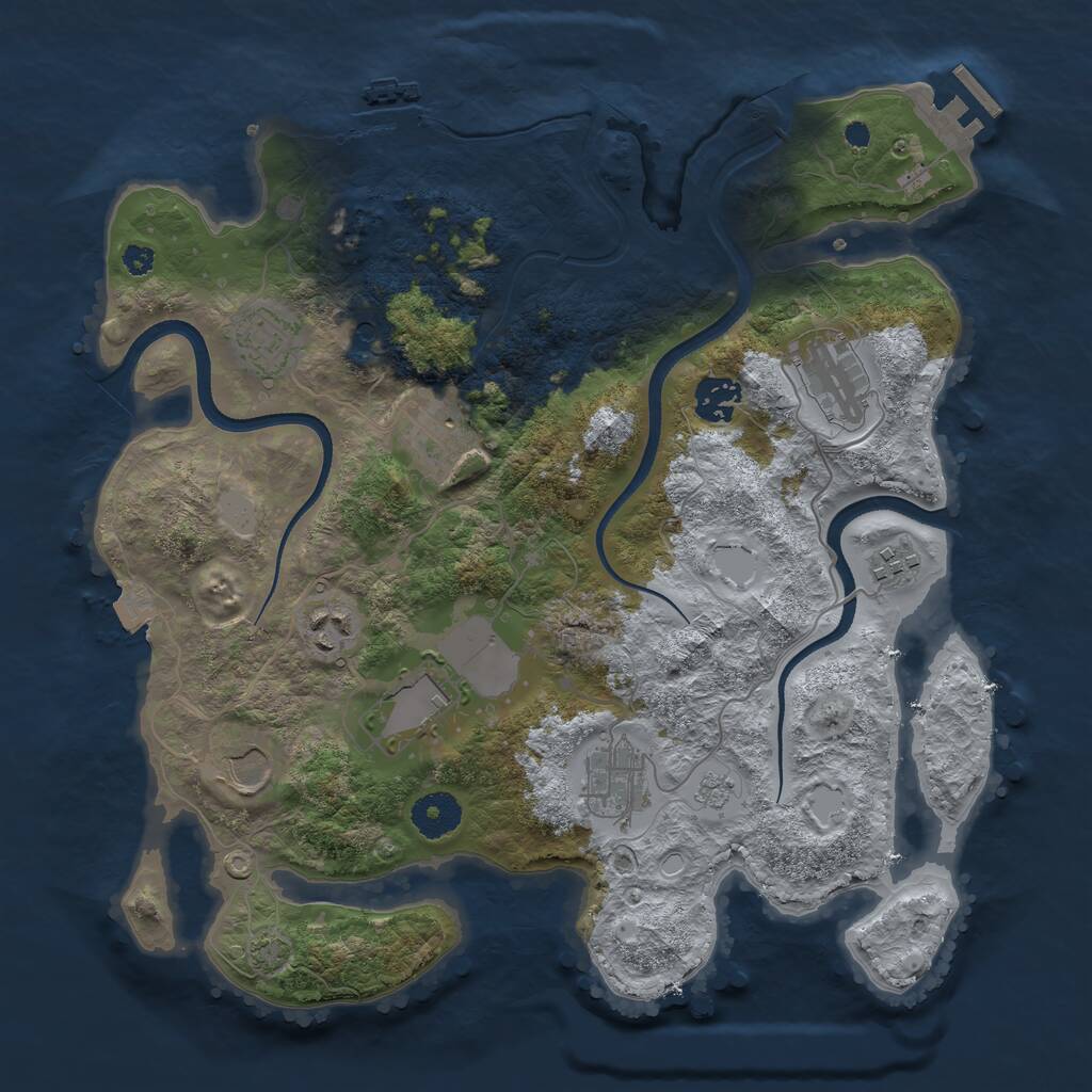 Rust Map: Procedural Map, Size: 3500, Seed: 1052630856, 15 Monuments