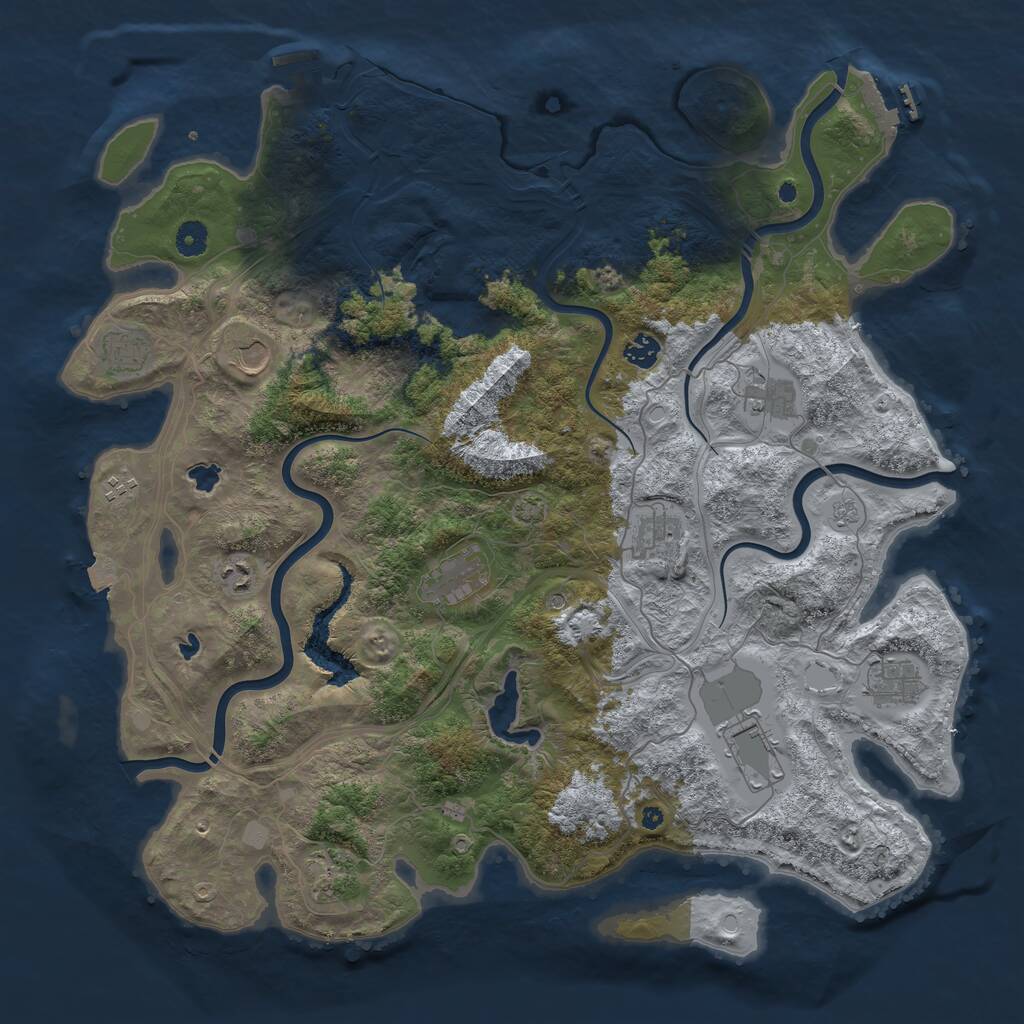 Rust Map: Procedural Map, Size: 4500, Seed: 406585757, 17 Monuments
