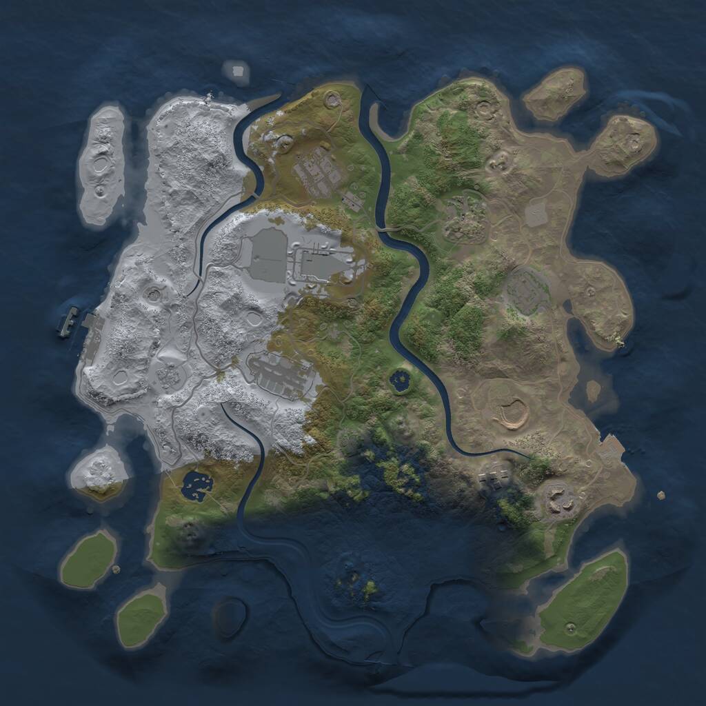 Rust Map: Procedural Map, Size: 3500, Seed: 40688117, 14 Monuments