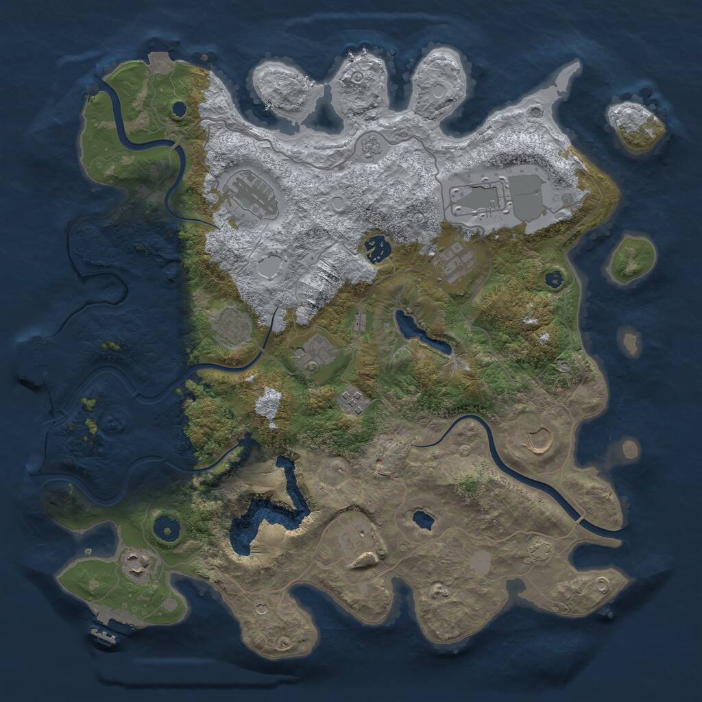 Rust Map: Procedural Map, Size: 4000, Seed: 3318937, 16 Monuments