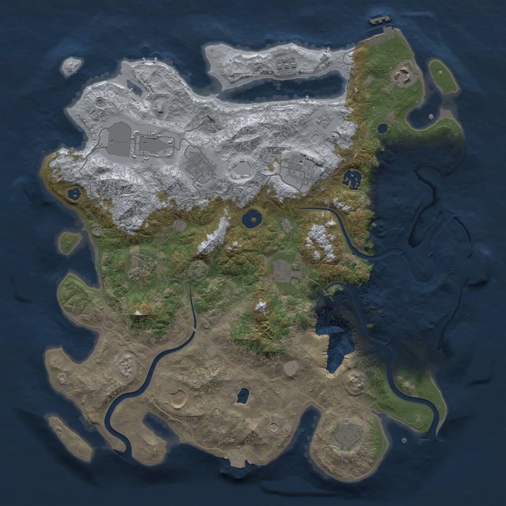 Rust Map: Procedural Map, Size: 4000, Seed: 2068105391, 16 Monuments