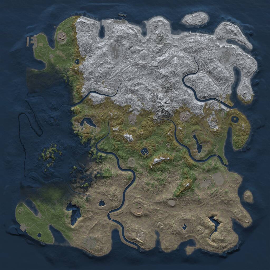 Rust Map: Procedural Map, Size: 5500, Seed: 621327655, 17 Monuments