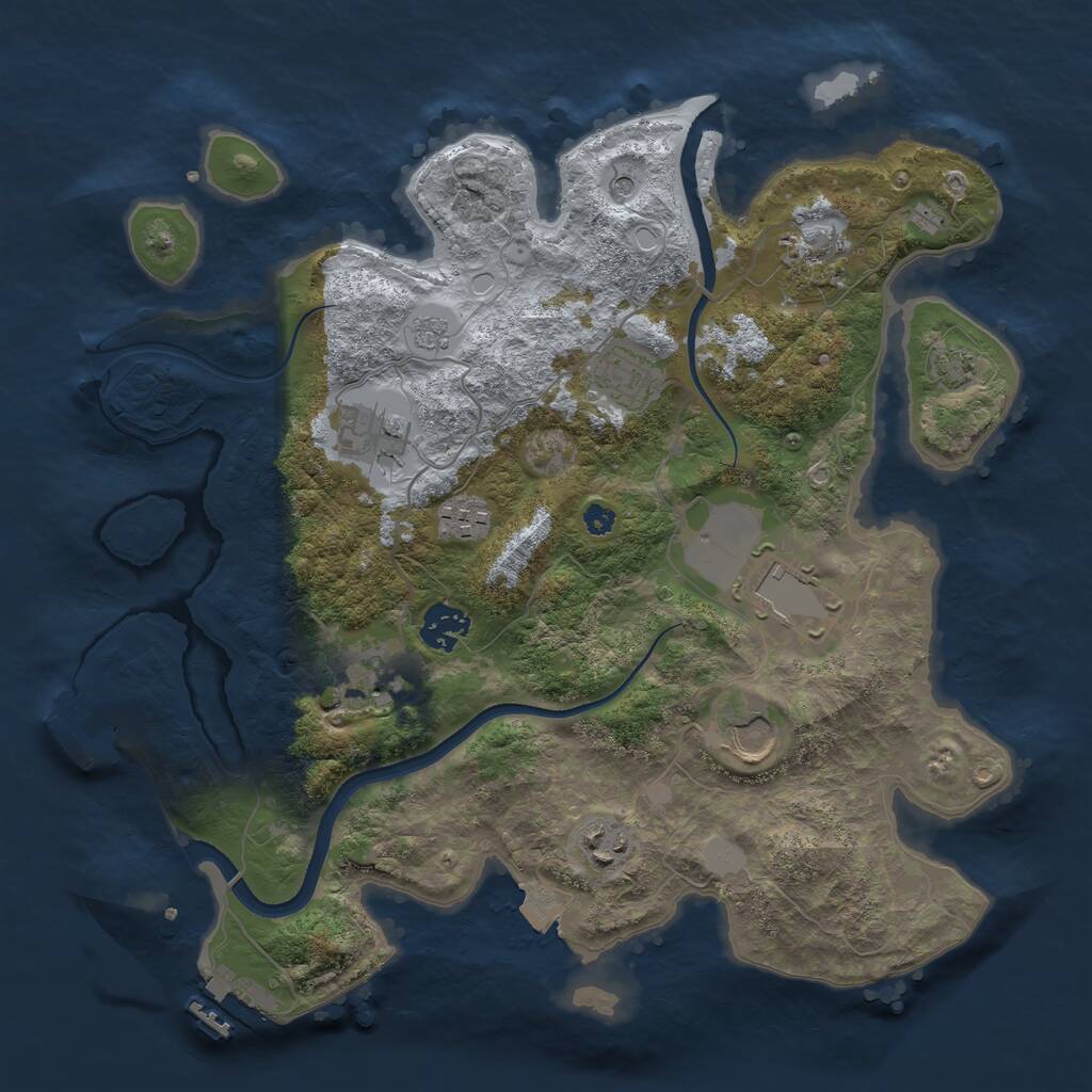 Rust Map: Procedural Map, Size: 3500, Seed: 616577586, 15 Monuments