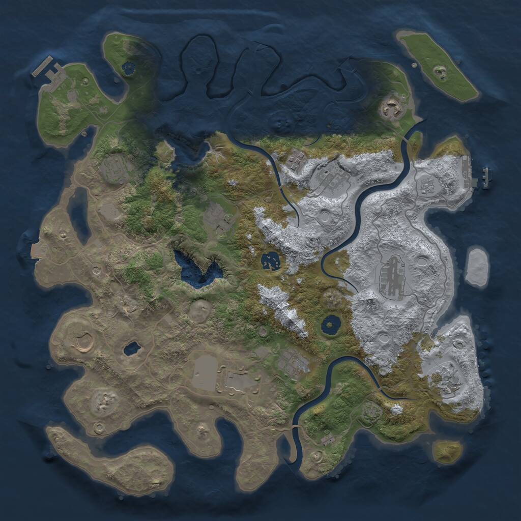 Rust Map: Procedural Map, Size: 4000, Seed: 79136, 17 Monuments