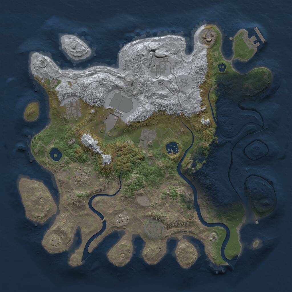 Rust Map: Procedural Map, Size: 3500, Seed: 655218192, 14 Monuments