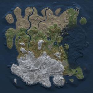Thumbnail Rust Map: Procedural Map, Size: 3999, Seed: 6738, 16 Monuments